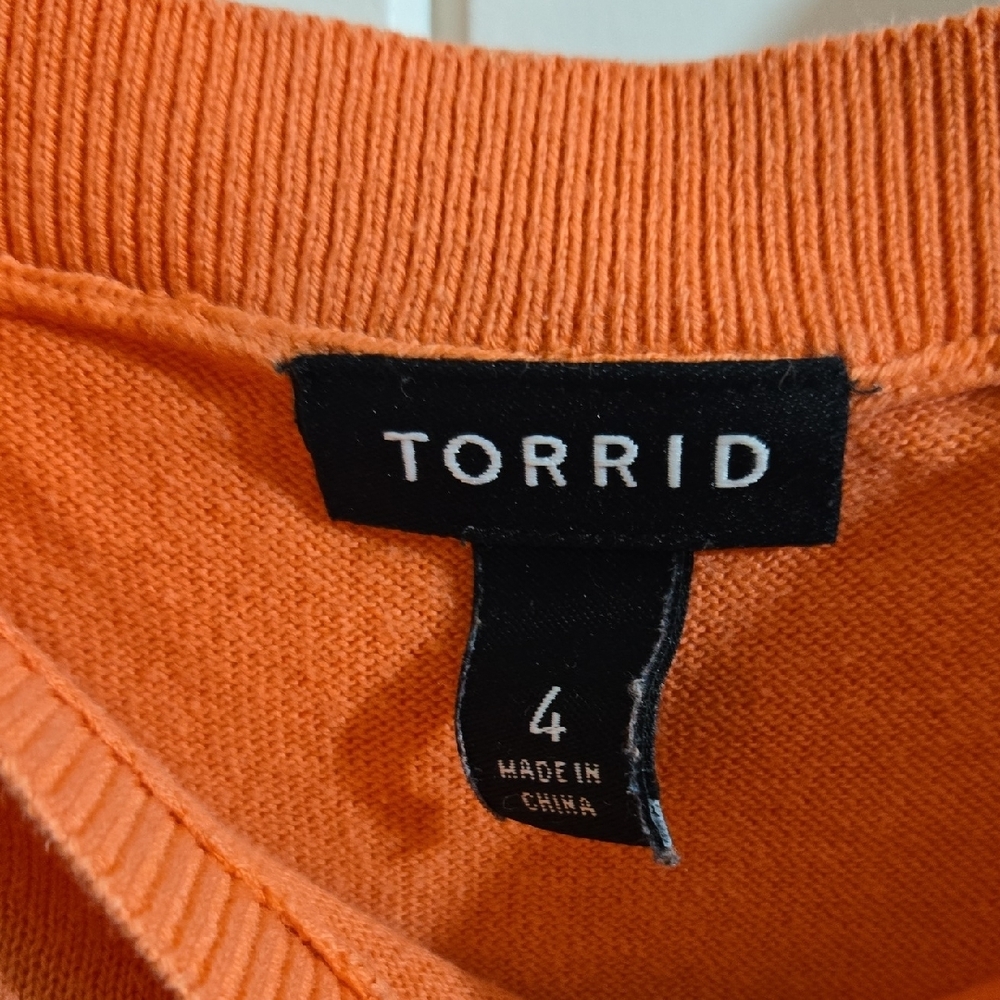 Torrid Plus Size 4X Women's Peach Blouse 1/2 Sleeve Cotton Blend - Picture 5 of 6